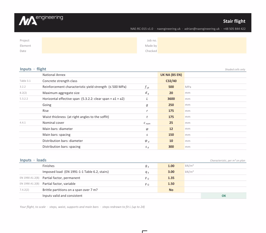 Stair flight spreadsheet preview
